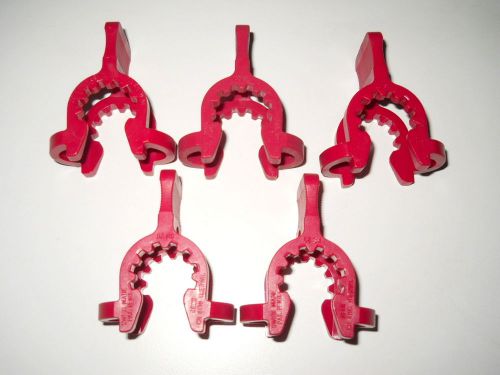 Lot of (5) Keck Spherical Ball &amp; Socket No. 29 Red Maroon Polyacetal Clamp Clips