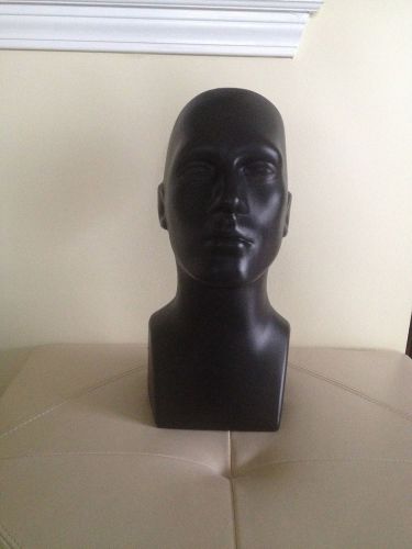 15&#034; TALL MANNEQUIN MALE HEAD DURABLE PLASTIC BLACK (50013)+FREE U.S.SHIPPING!!!