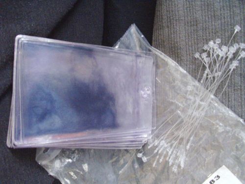 (25) clear plastic tag/protector w/security loop plastic tag tie 3 1/4&#034; x 5 1/2&#034; for sale