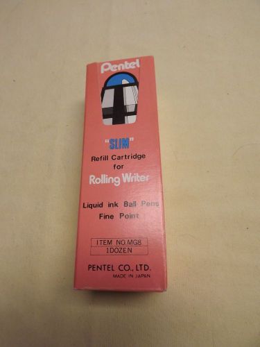 Pentel Slim Rolling Writer Refill Cartridge Black (MG8-A) 12 Pack NOS FINE POINT
