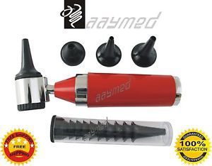 New Medical Otoscope Diagnostic Kit Red Color with LED Bulbs Free Ship