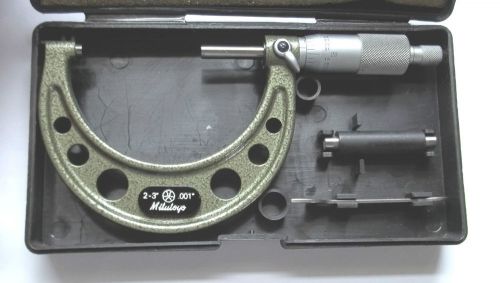 Mitutoyo No. 103-179 2-3&#034; .001 Micrometers Lock-Ratchet Stop-Carbide Tips