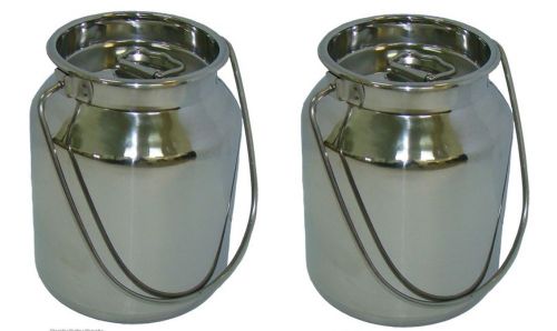 2 x 1.3 gallon Stainless Steel Milk Storage &amp; Transport Can 5 quart or 5 litre