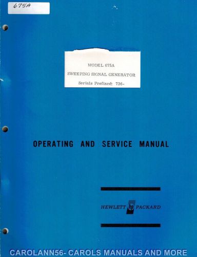 HP Manual 675A SWEEPING SIGNAL GENERATOR