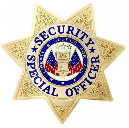 Obsolete Special Security Officer Shiny Gold Finish 7 Point Star Badge