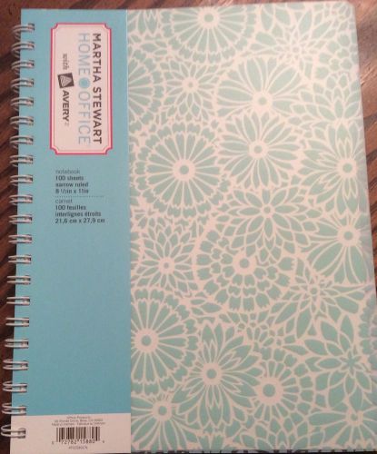 Martha Stewart Blue &amp; White Floral Notebook-100 Sheets Narrow-Ruled 8 1/2&#034; X 11&#034;
