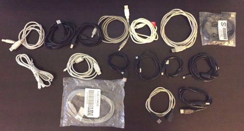 Lot of 16 Cables New and Used Type A, B Mini USB Male Female and Adapters