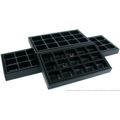 4 15 Slot Jewelry Display Insert &amp; Black Travel Tray