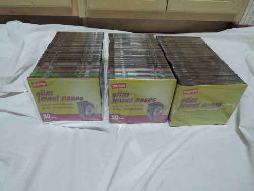Lot of 3 Staples 50 slim jewel cases 40 clear &amp; 10 color - NEW