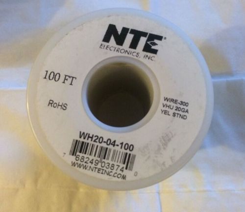 NTE WH20-04-100 Hook Up Wire 300V Stranded Type 20 Gauge 100 FT YELLOW