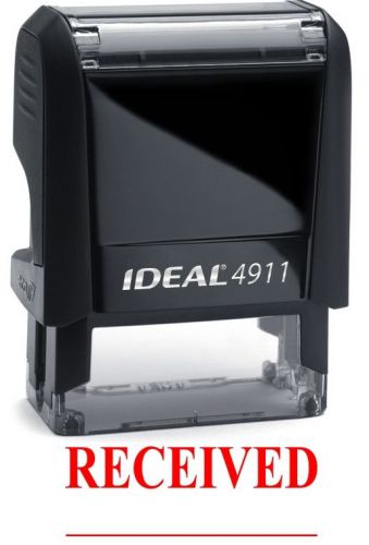 RECEIVED with Date Line on a IDEAL 4911 Self-inking Rubber Stamp with RED INK