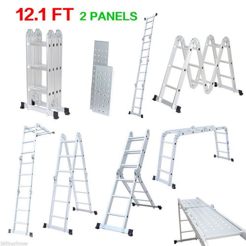 Multi Purpose Scaffold 12.1ft Aluminum Folding Step Ladder Extendable Heavy Duty