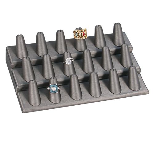 18 FINGERS DISPLAY GREY LEATHERETTE JEWELRY RING DISPLAY STAND SHOWCASE DISPLAY