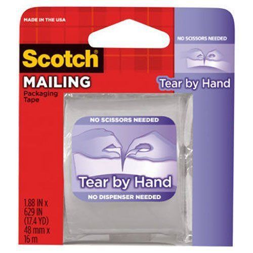 2-Pack Scotch Clear Tear By Hand Mailing Packaging Tape, 1.88 x 629 Inch (3841)