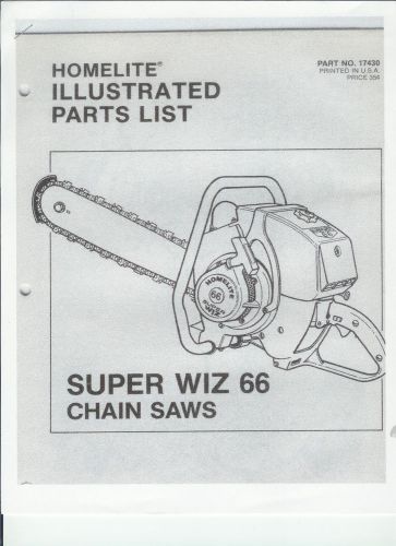 A HOMELITE  * SUPER WIZ 66) Chainsaw Parts List &amp; Repair Dia. Copy