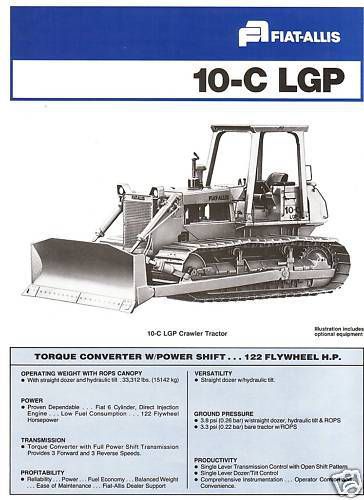 Fiat-Allis 10-C LGP Crawler Bulldozer sales literature