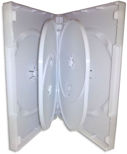 6-DISC 27mm =WHITE= DVD Boxes with Hinged Flaps 4-Pak