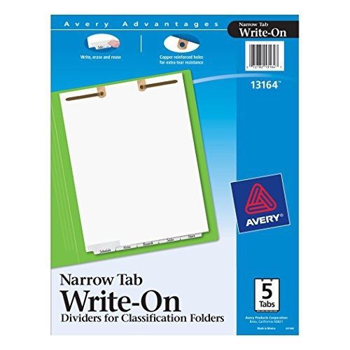 Avery write-on dividers for classification file folders, 5-narrow bottom tabs for sale