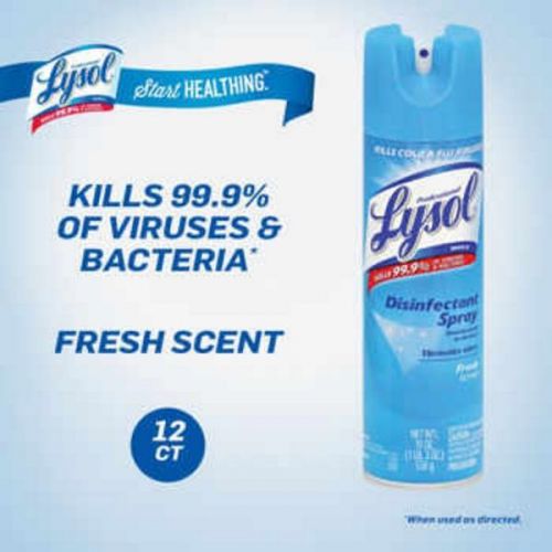 Lysol Disinfectant Spray Fresh Scent 19oz 12ct