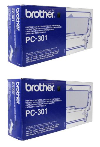 2x Brother PC-301 Black Fax Cartridge PC301 Genuine New Damaged Box