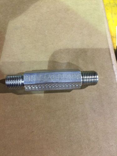HEX NIPPLE 1/4&#034; MNPT x 3&#034; LONG 316 STAINLESS STEEL INSTRUMENT BREWING &lt;012NW