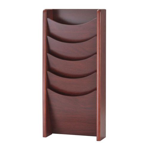 Buddy Products 5-Pocket Solid Oak Literature Display Rack in Mahogany OS