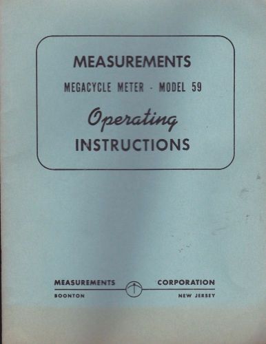 Operating Instructions Booton Model 59 Megacyle Meter Fast Shipping