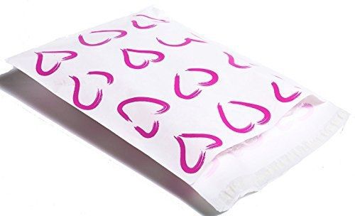 UpakNShip 10x13 Pink Hearts Poly Mailers Envelopes Boutique Shipping Bags