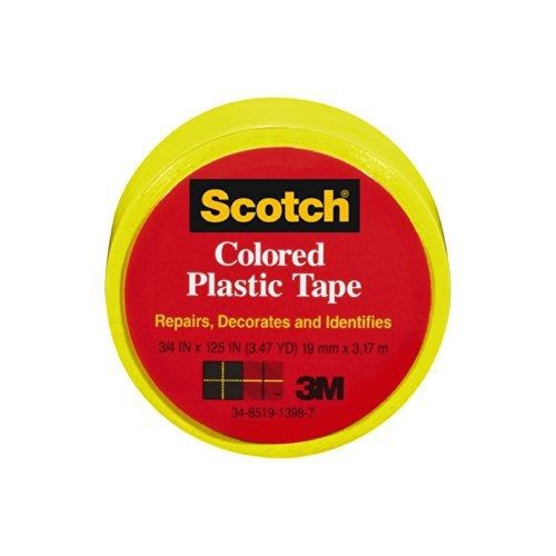 Scotch Scotch Colored Plastic Tape, Yellow, 3/4 x 125-Inch