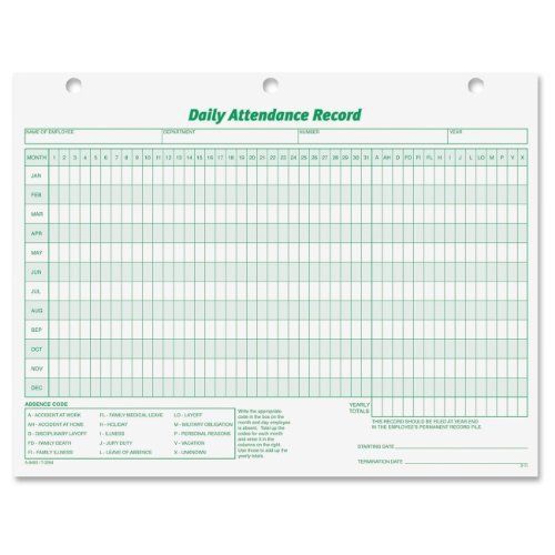 Tops TOPS Daily Attendance Record, 8.5 x 11 Inches, 50 Loose Forms per Pack