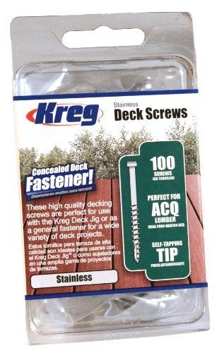 Kreg kreg sdk-c2ss-100 2-inch, #8 coarse, stainless steel deck screw, 100 ct for sale