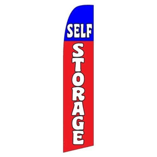 SELF STORAGE SWOOPER FLAG 15FT SIGN R/B/B/B BANNER + POLE MADE IN THE USA