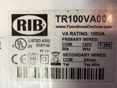 RIB TR100VA001 Class 2 Transformer, 24VAC, 100 VA, 1 PH