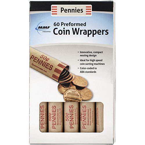 MMF Industries Nested Preformed Coin Wrappers, Penny, 60-Pack