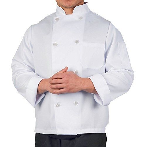 KNG Men&#039;s White Value Long Sleeve Chef Coat, M