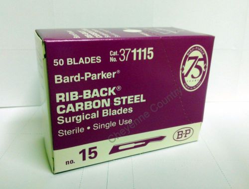 50 B-D Barb-Parker Rib Back Carbon Steel  Blades No. 15 Cat. 371115
