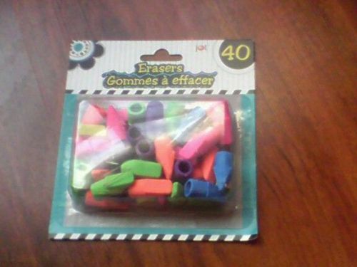 BRAND NEW UNOPENED PACK OF ~~40 NEON COLORED CAP ERASERS~~ GOMMES A EFFACER