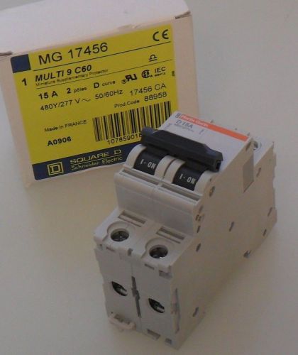 Square D MG 17456  C60 15 A 2 Pole Supplementary Protector Breaker 17456 ca