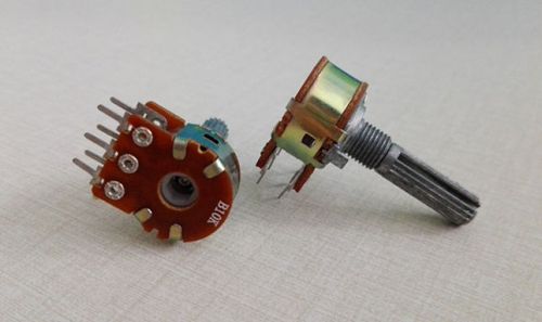 New 10pcs b10k ohm dual linear taper  rotary potentiometer pot 20mm shaft 6 pins for sale