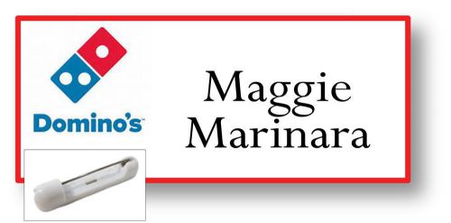 1 NAME BADGE FUNNY HALLOWEEN COSTUME DOMINOS MAGGIE MARINARA PIN FREE SHIPPING