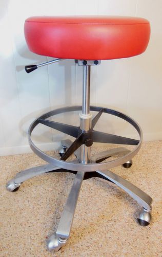 Red Del Tube stool dental assistant medical industrial modern adec style