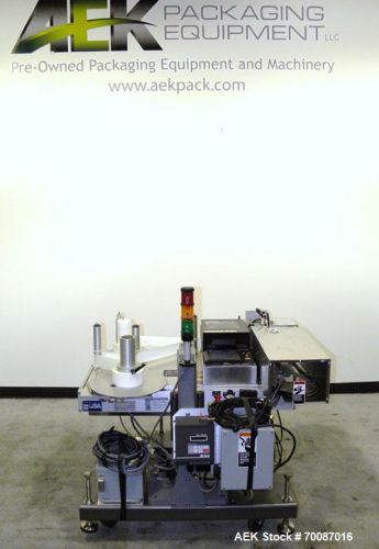 Used- New Jersey Machine Print and Apply Labeler, Model 400R. Capable of 50 piec