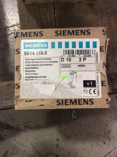 Siemens circuit breaker 5sy4-210-8 400 volt 2 pole d 10 amp for sale