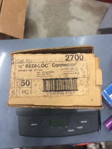 Hubbell raco 2700  (50 pcs) 1/2&#034; redi-loc mci connector new snap-in no tools req for sale