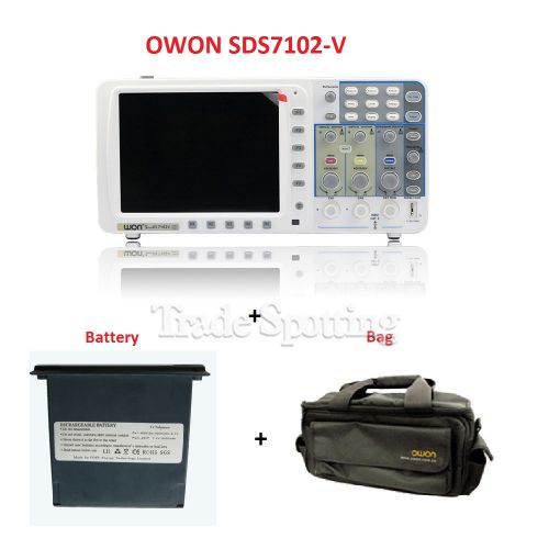 New owon sds7102v 100mhz oscilloscope 1g/s large 8&#034; lcd lan vga + battery + bag for sale