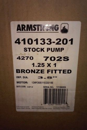 ARMSTRONG / BALDOR MOTOR MOUNTED PUMP 410133-201,  HP 1/2, RPM 3450, 1 PH