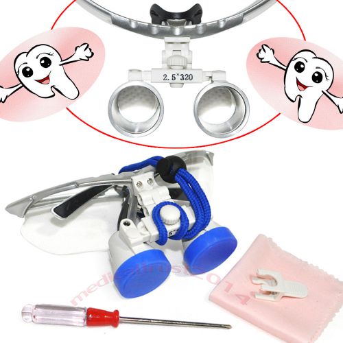2015 dental optical glasses surgical medical binocular loupes 2.5 x 320mm silver for sale