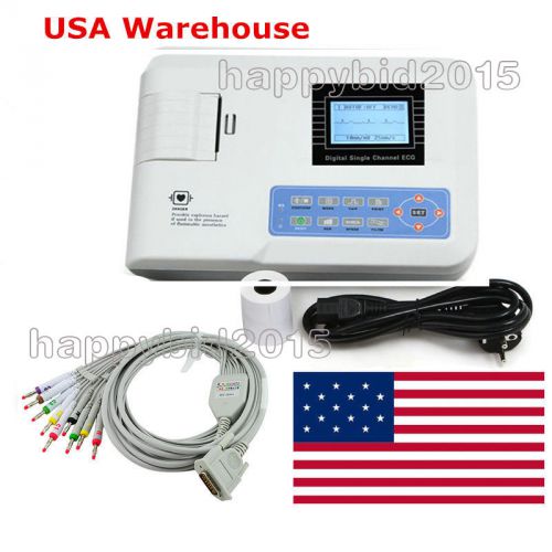 Us seller single channel 12 leads ecg machine ecg100g electrocardiograph,printer for sale