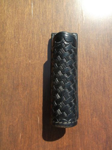 F.m. pitt / tex shoemaker black leather basket weave police flashlight holder for sale