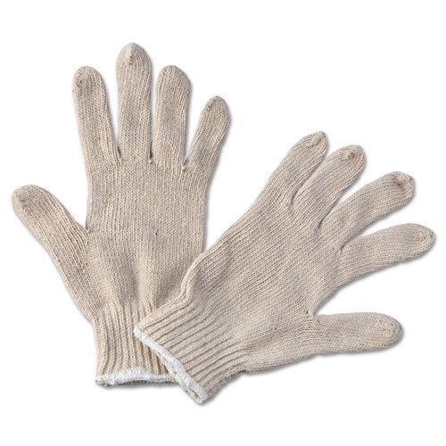 String knit general purpose gloves, large, natural, 12 pairs for sale